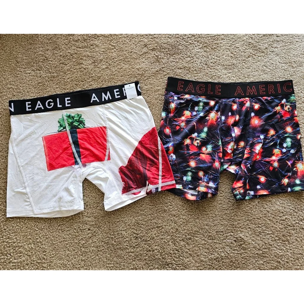 American Eagle Mens Boxer Briefs Medium Christmas Designs